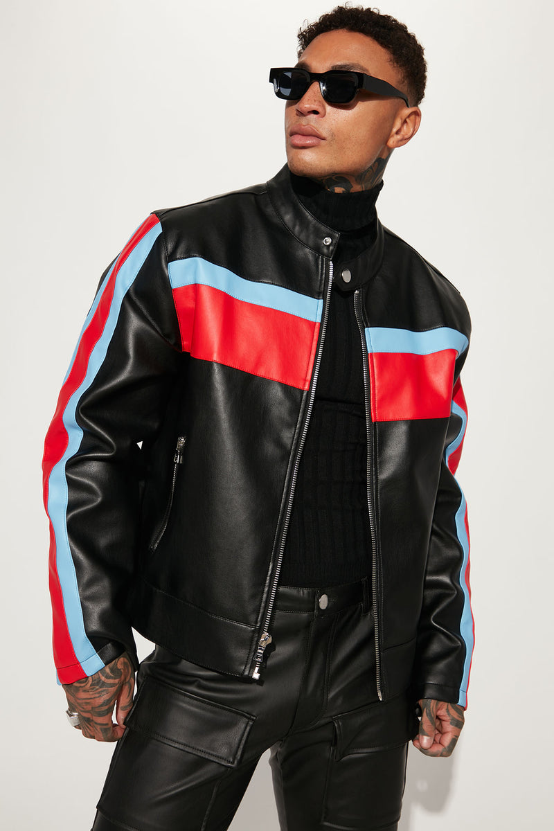 Racing Faux Leather Jacket - Black/combo | Fashion Nova, Mens Jackets ...