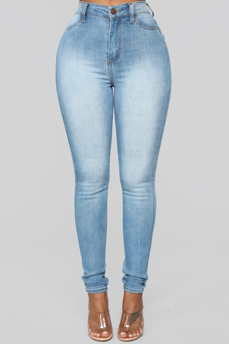 blue high waisted skinny jeans