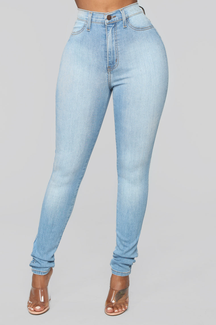light wash high rise jeans