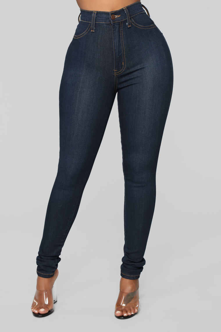 Classic High Waist Skinny Jeans - Dark Denim