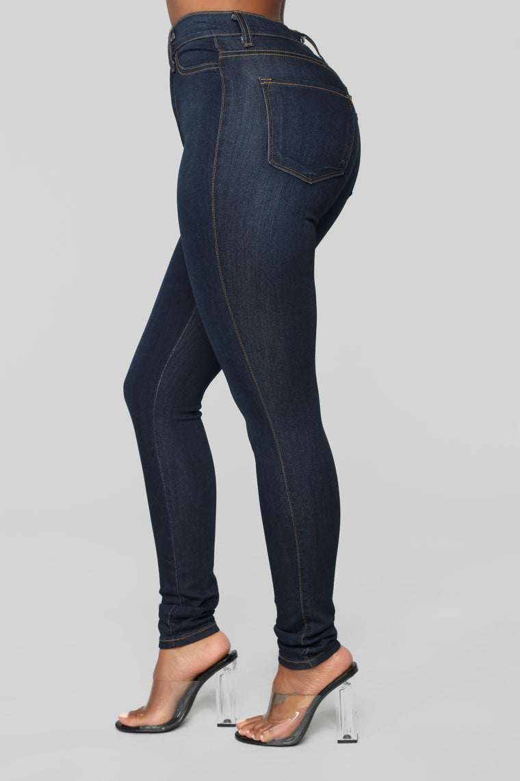 Classic High Waist Skinny Jeans - Dark Denim