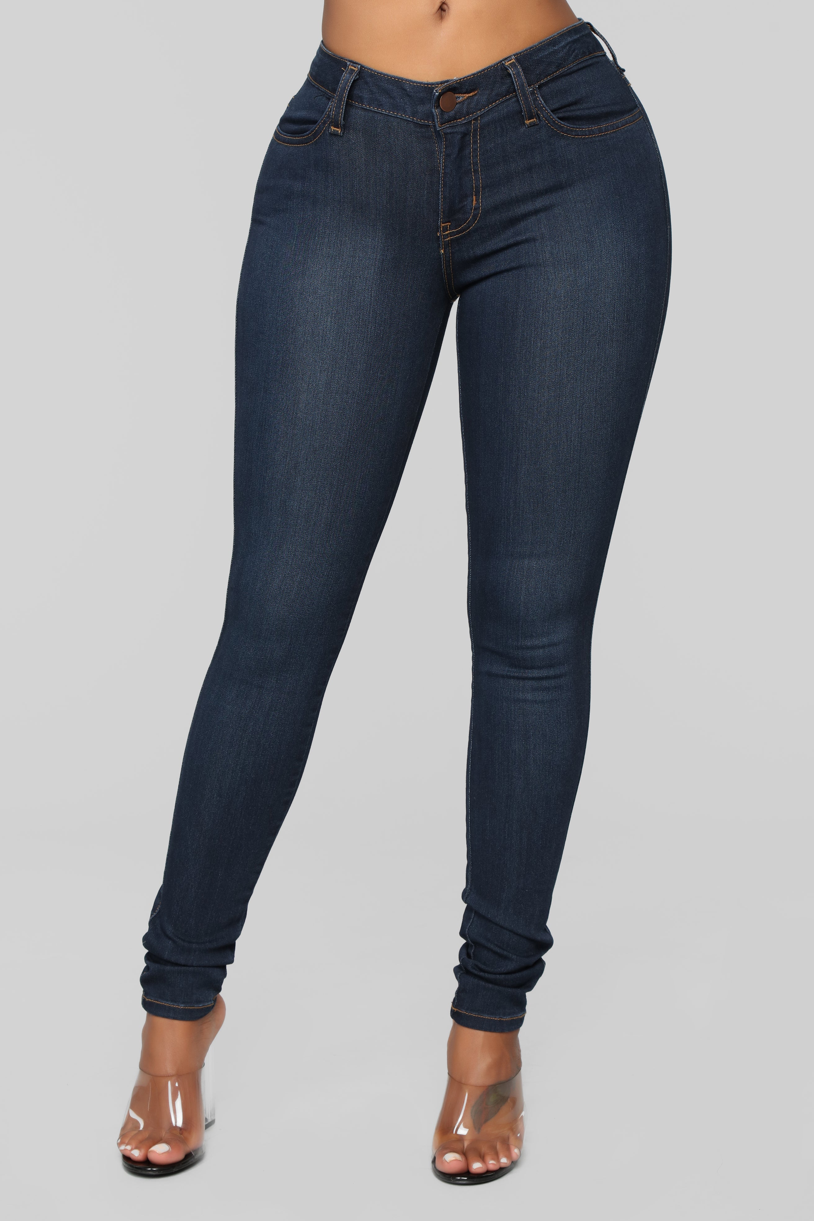 Classic Mid Rise Skinny Jeans Dark Blue 