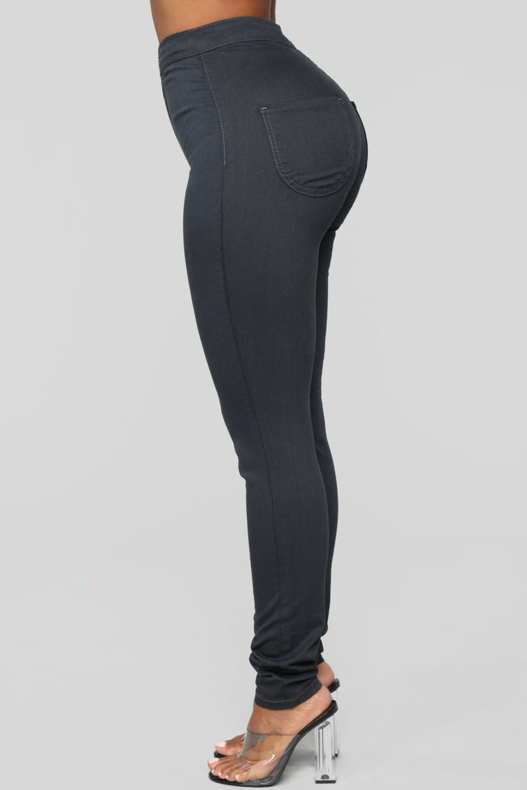 Super High Waist Denim Skinnies - Charcoal - Jeans - Fashion Nova