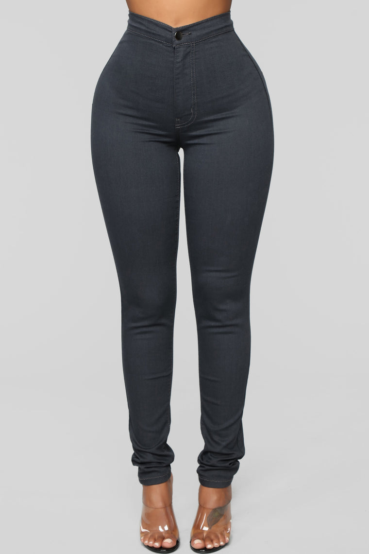 Super High Waist Denim Skinnies - Charcoal - Jeans - Fashion Nova