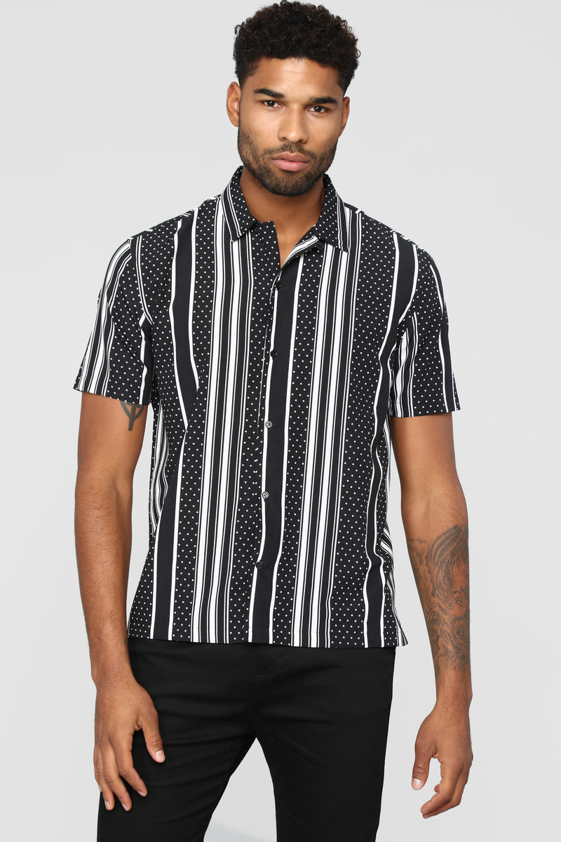 Tyson Short Sleeve Woven Top - Black/White | Fashion Nova, Mens Shirts ...