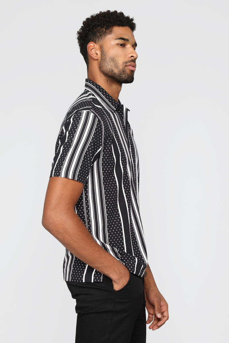 Tyson Short Sleeve Woven Top - Black/White | Fashion Nova, Mens Shirts ...