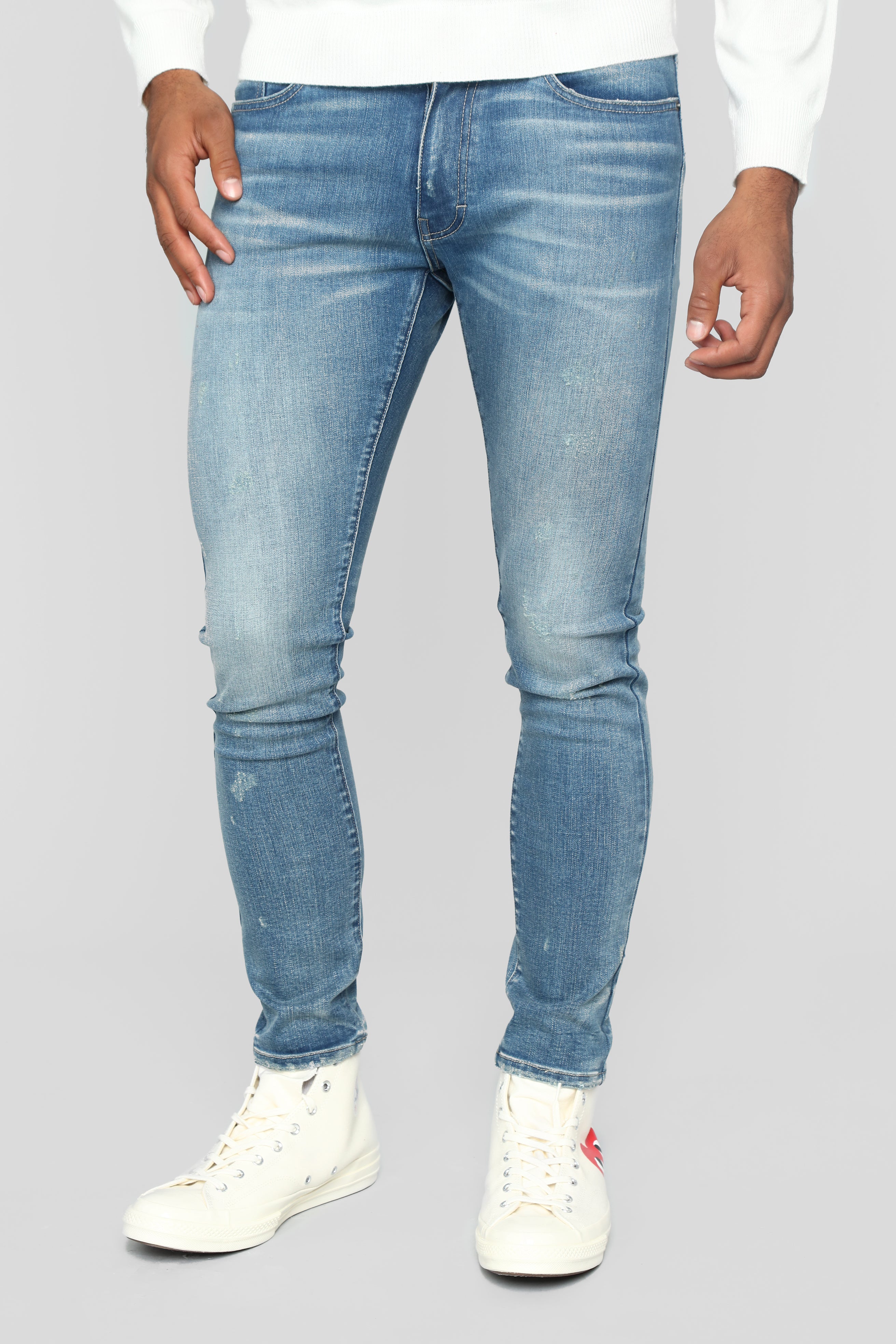 Split Skinny Jeans - Medium Wash