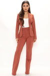 Business Per Usual Blazer Pant Set - Cognac