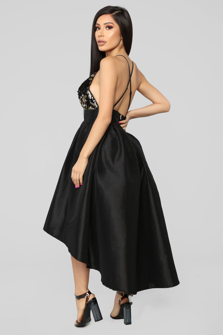 Oscar Ready Sequin Dress - Black/Gold - Dresses - Fashion Nova