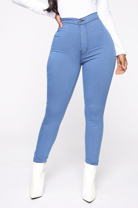 super high waist denim skinnies