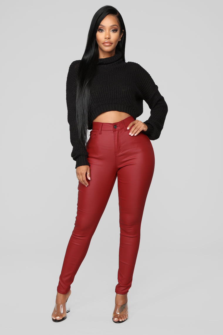 leather red pants