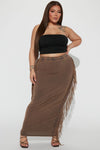 Sahara Mineral Wash Maxi Skirt - Brown