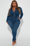 Don't Go Denim Jumpsuit - Dark Wash