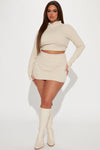 Just Over You Skirt Set - Beige