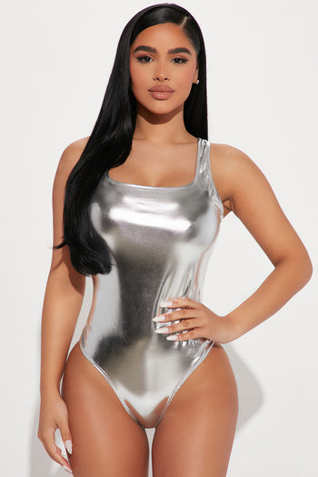 Buy Royal Finish Women's Shiny Metallic Faux Leather Bodysuit