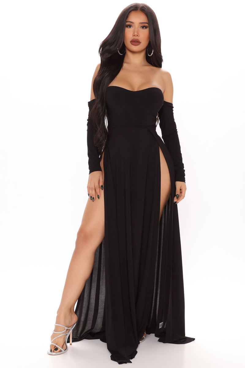 Elegantly Fab Off Shoulder Maxi Dress Black Fashion Nova, Dresses