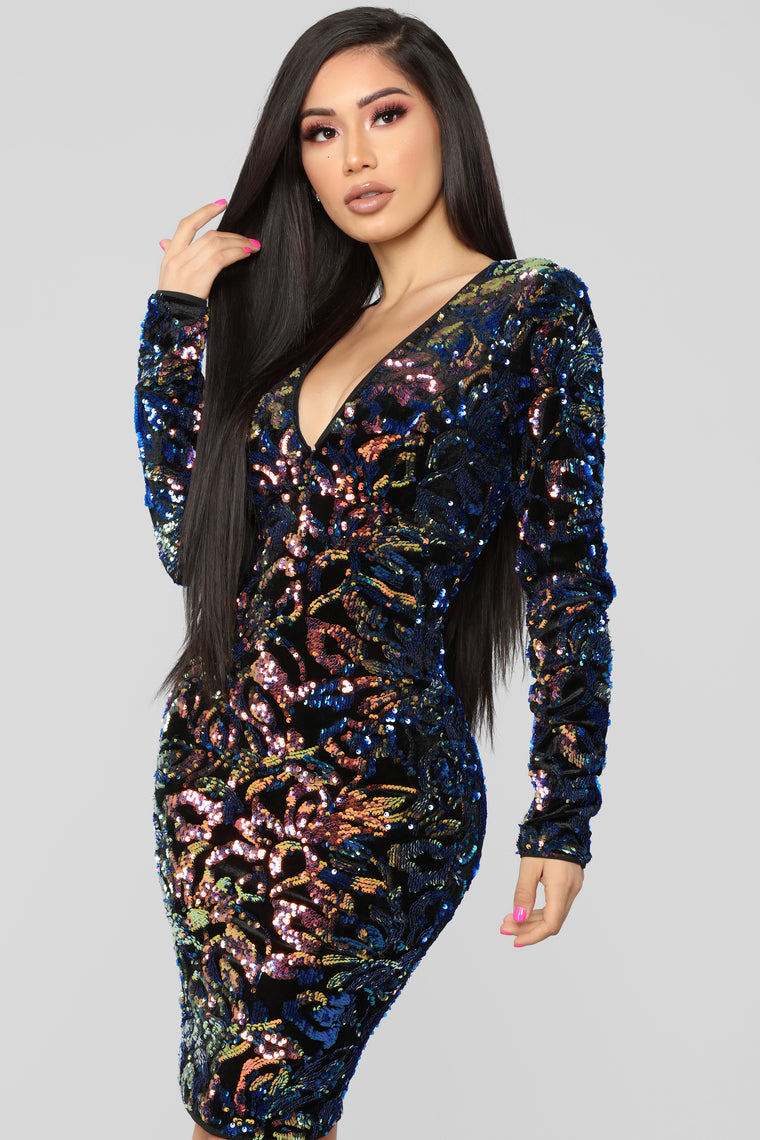 next navy glitter dress