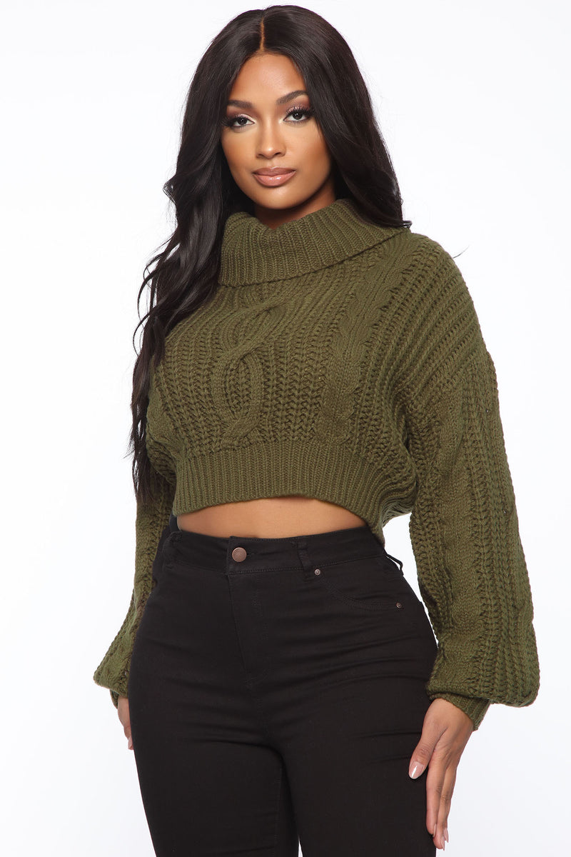 You Got It All Cropped Sweater - Olive | Fashion Nova, Sweaters ...