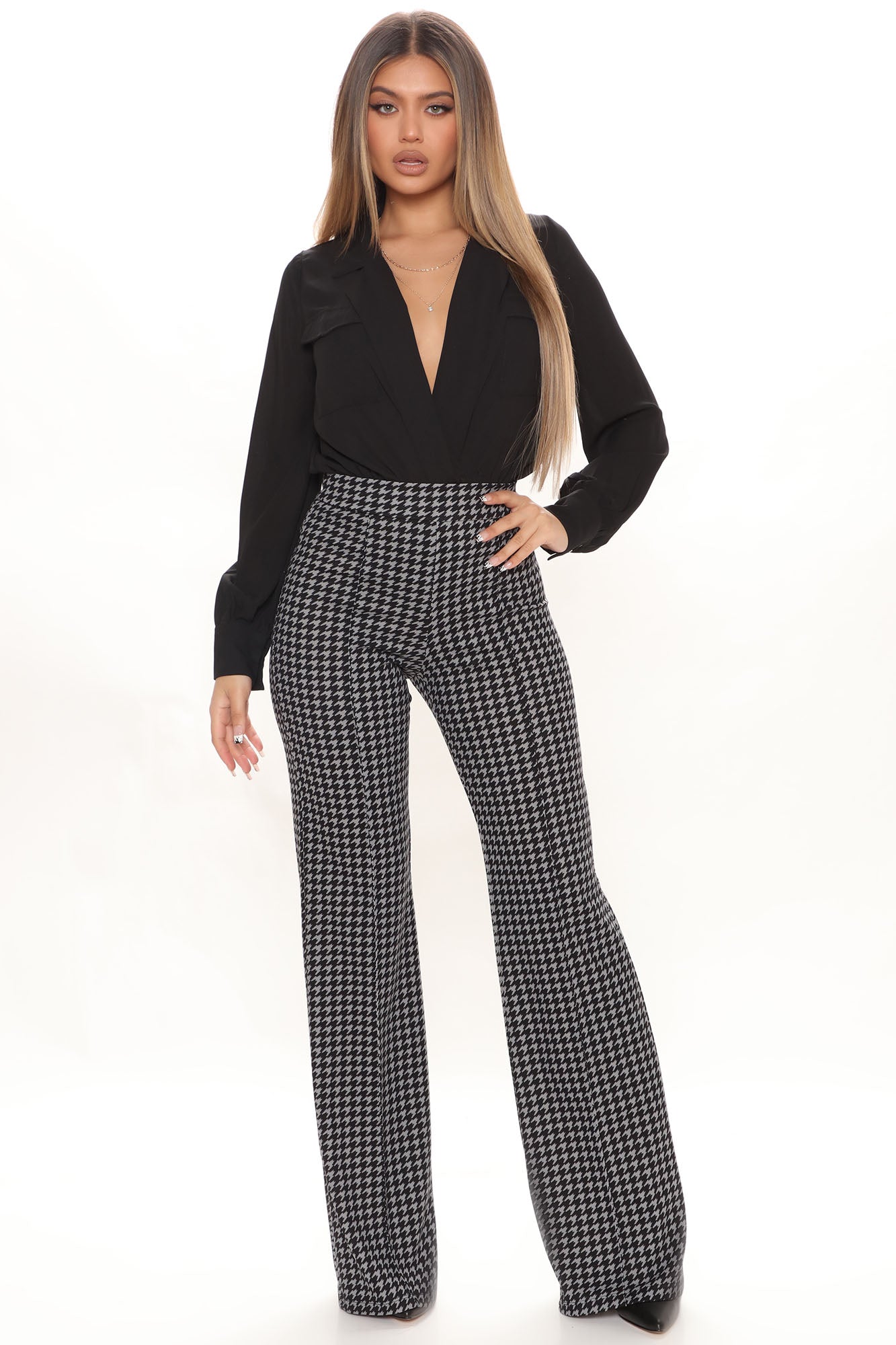 Victoria High Waist Dress Pant Houndstooth 35 - Black/Grey | Fashion Nova,  Pants | Fashion Nova