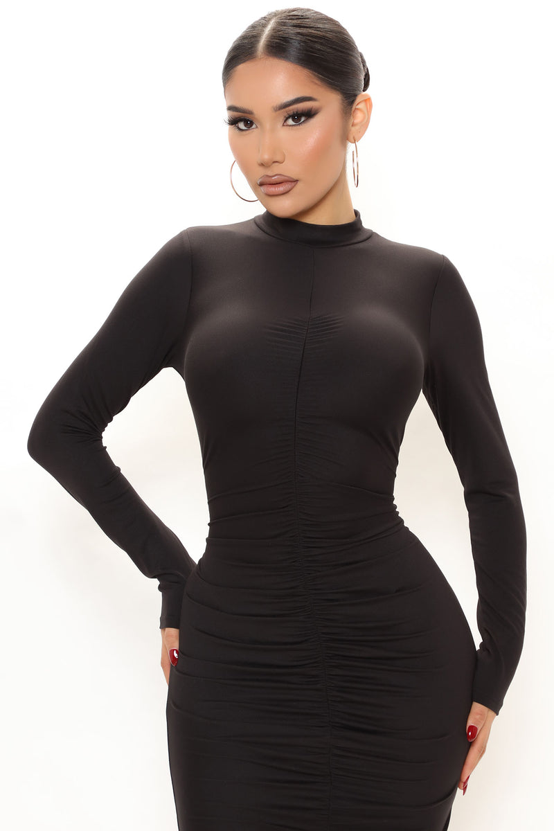 Ava Ruched Mini Dress - Black | Fashion Nova, Dresses | Fashion Nova