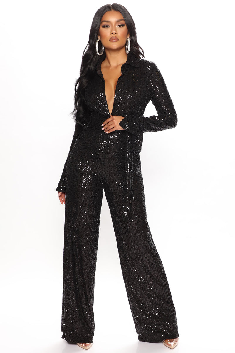 Stay Classy Sequin Jumpsuit - Black | Fashion Nova, Jumpsuits | Fashion ...