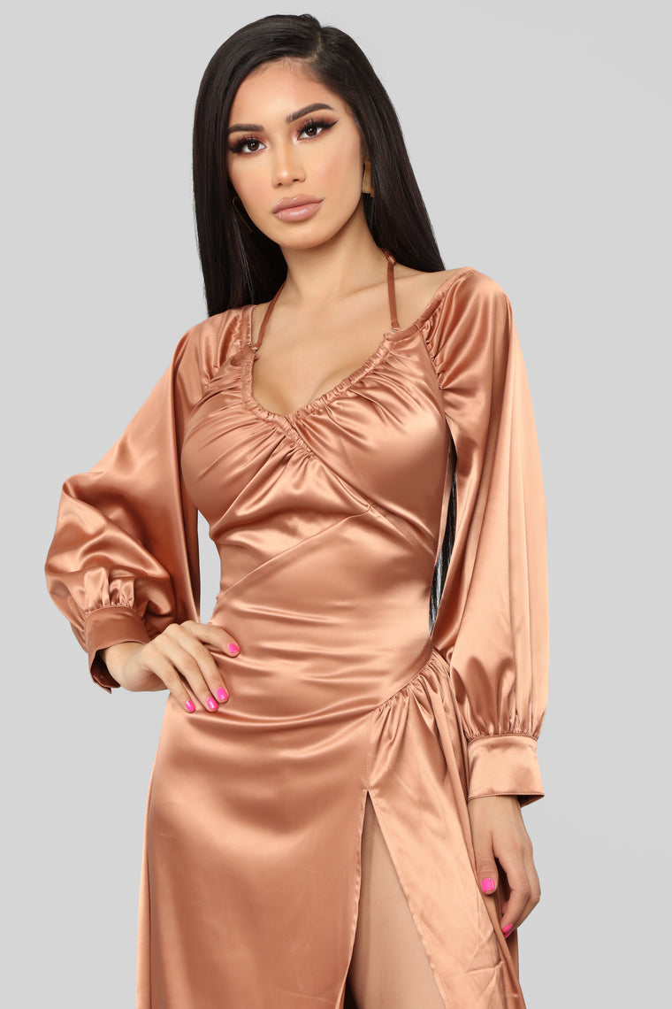 fashion nova bronze dress