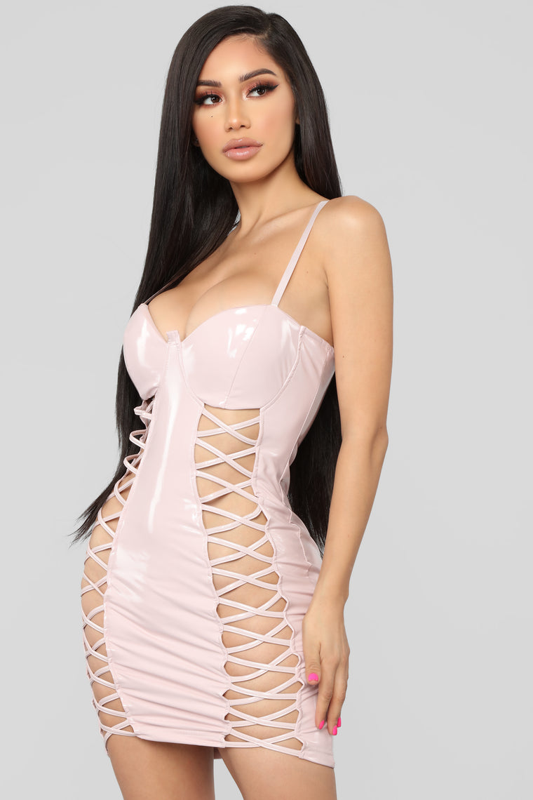 white latex dress fashion nova