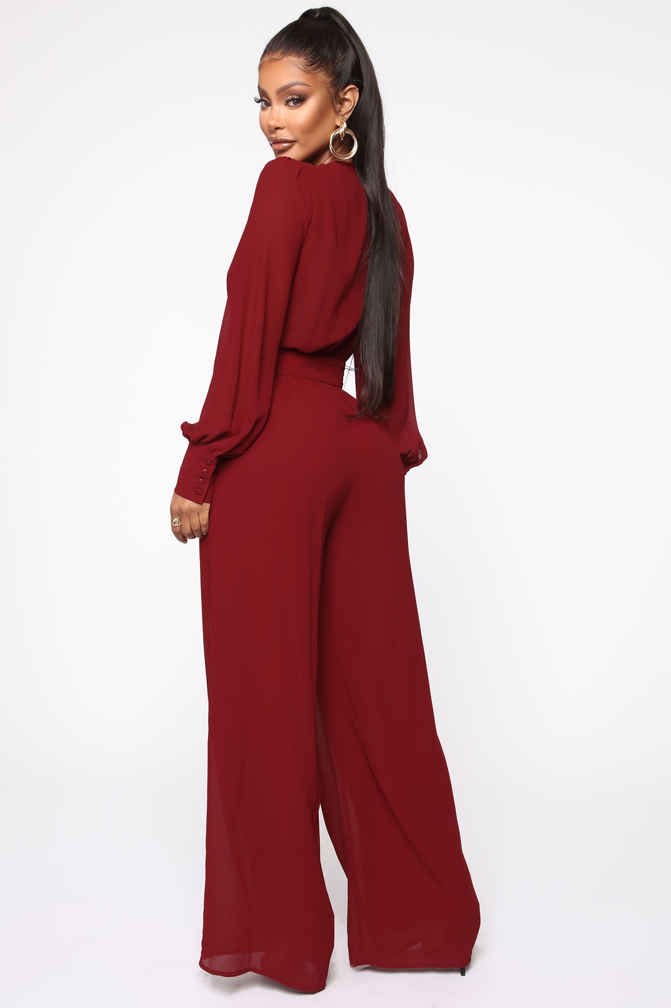 Dahlia Belted Jumpsuit - Burgundy – Fashion Nova