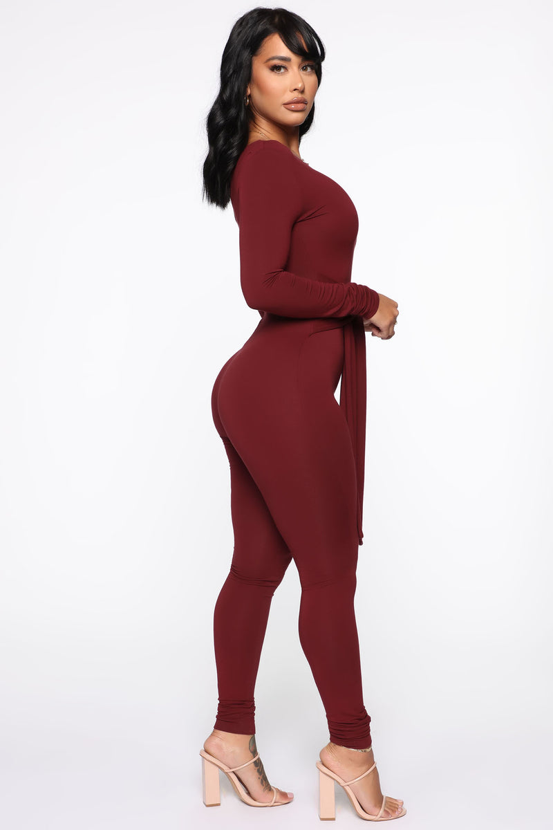 Wrapped In Self Love Jumpsuit - Burgundy | Fashion Nova, Jumpsuits ...