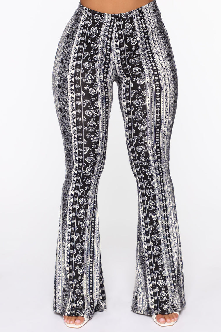 boho print flare pants