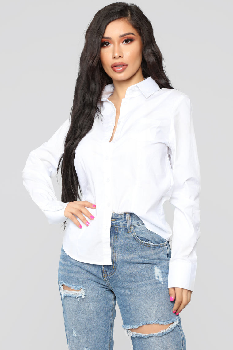 fashion nova white button up shirt