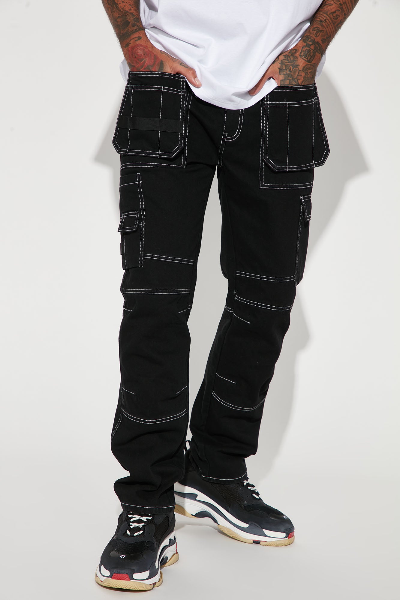 de begeleiding Blazen verlegen Contrast Stitch Utility Cargo Slim Jeans - Dark Wash | Fashion Nova, Mens  Jeans | Fashion Nova