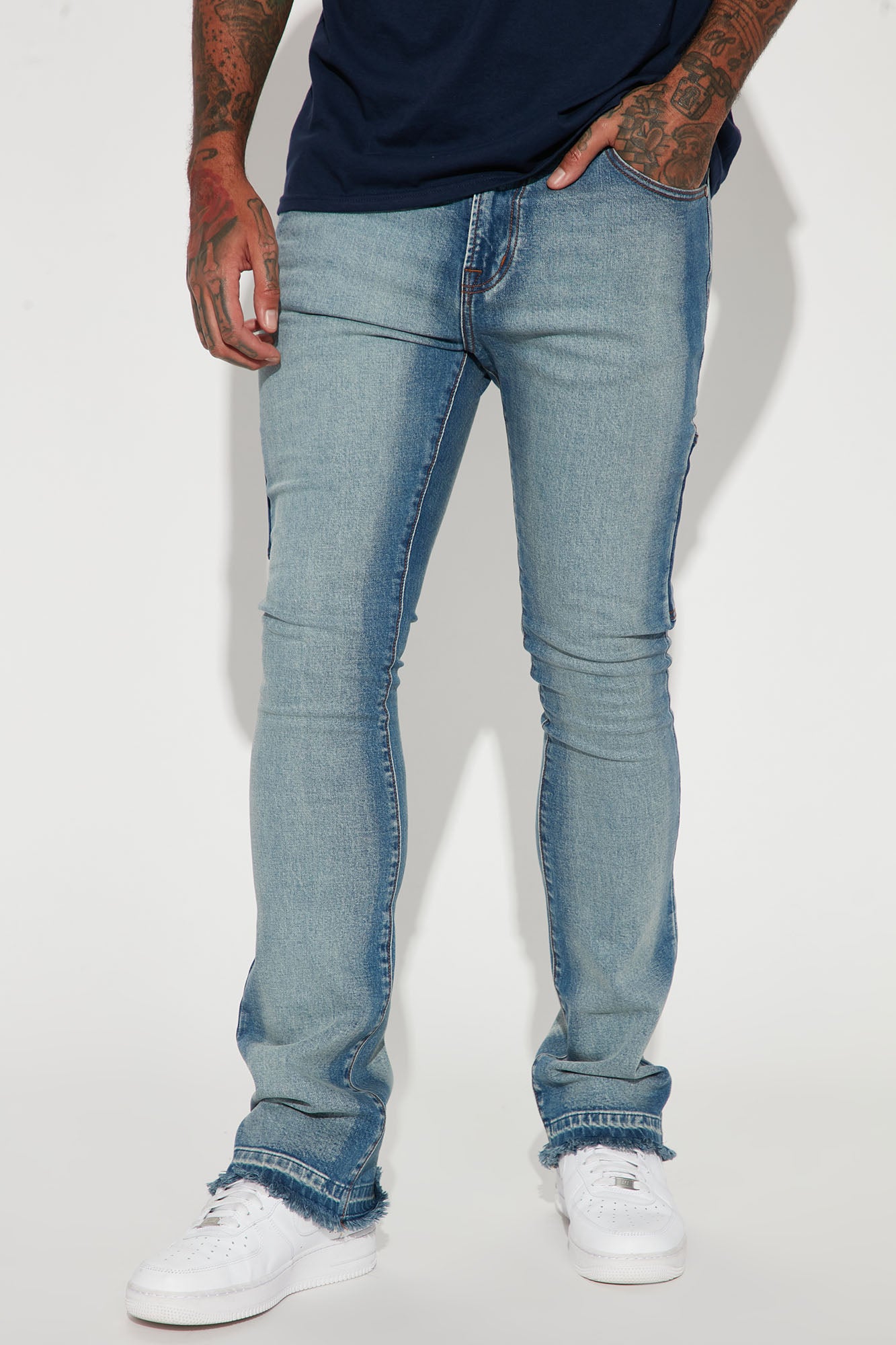 Controlled Stacked Skinny Flared Jeans - Medium Wash | Fashion Nova, Mens  Jeans | Fashion Nova