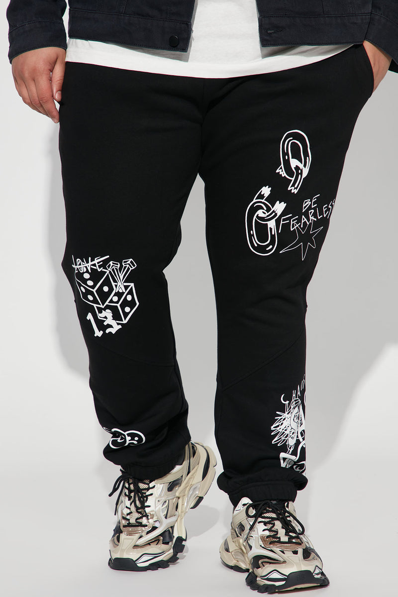 Fearless Doodle Sweatpant - Black | Fashion Nova, Mens Fleece Bottoms ...