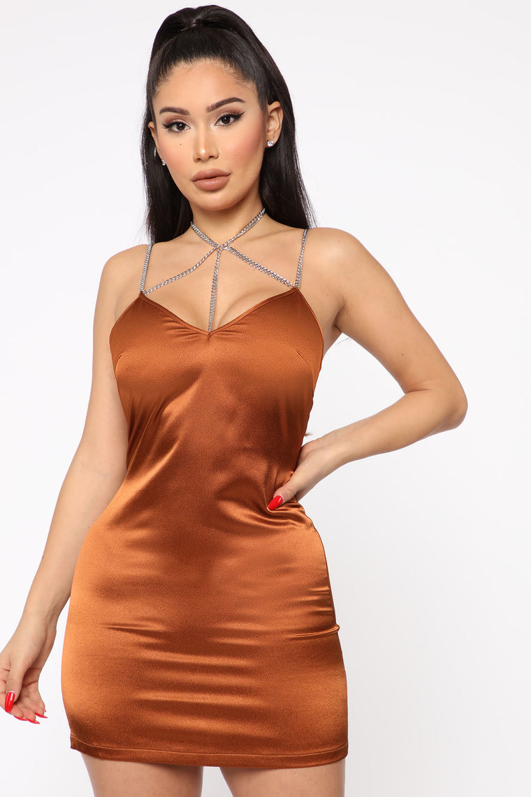 fashion nova bronze dress