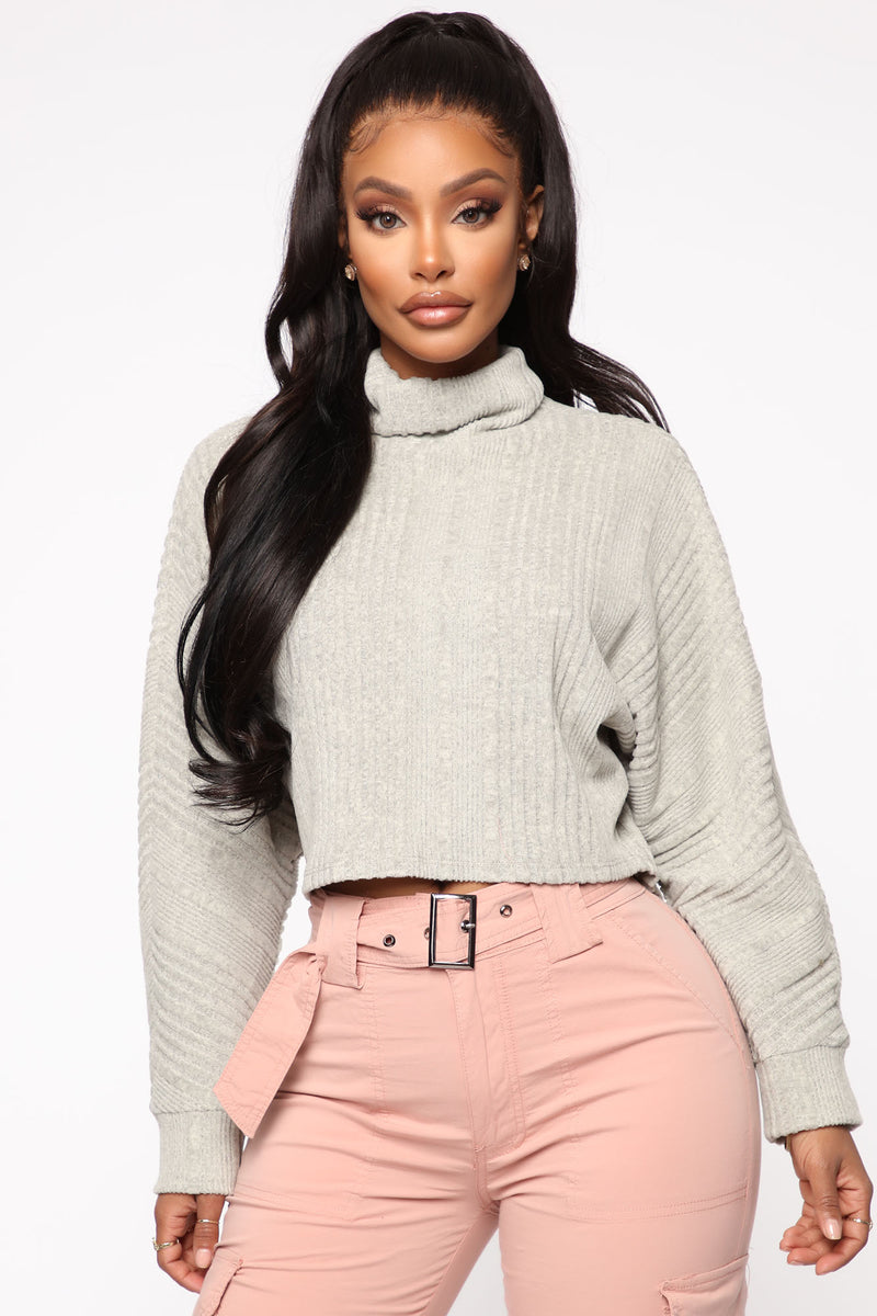 Never Drama Turtleneck Top - HeatherGrey | Fashion Nova, Knit Tops ...