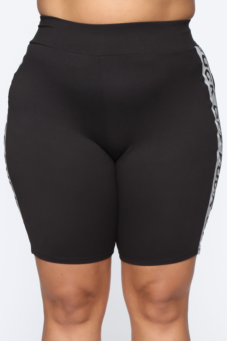 F Off Reflective Biker Short - Black - Shorts - Fashion Nova