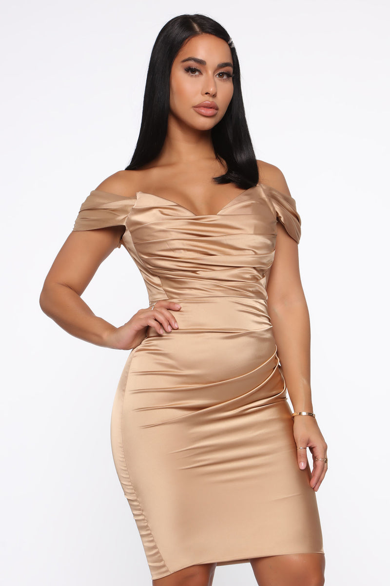 fashion nova bronze dress