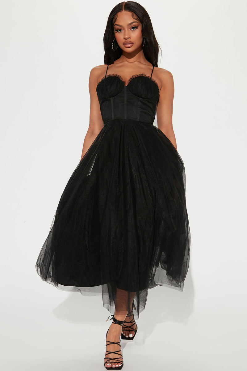 Giselle Tulle Midi Dress - Black | Fashion Nova, Dresses | Fashion Nova