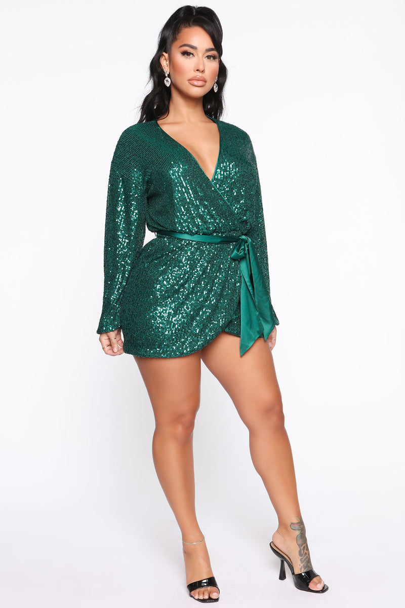 All Of The Lights Sequin Mini Dress - Hunter Green | Fashion Nova ...