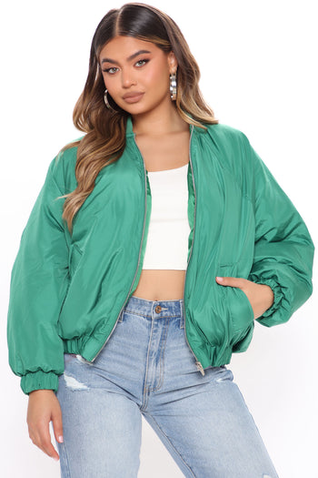 Women's on A Mission Varsity Jacket Combo in Green Size XL by Fashion Nova