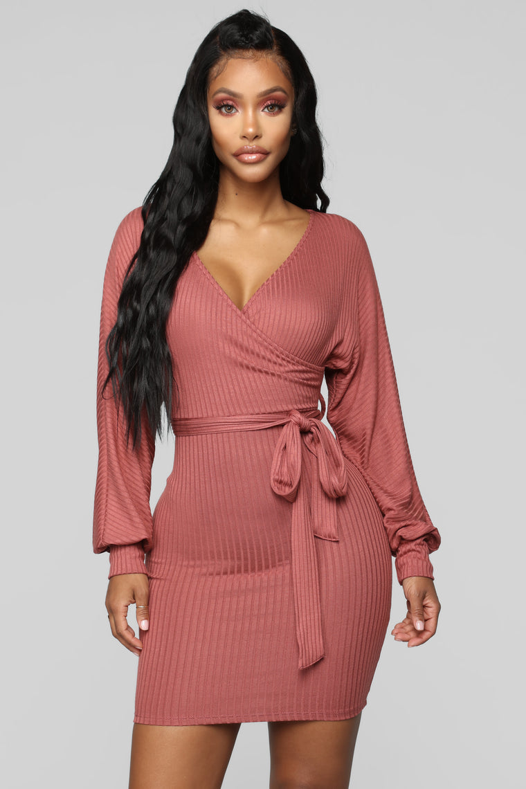 rose pink wrap dress