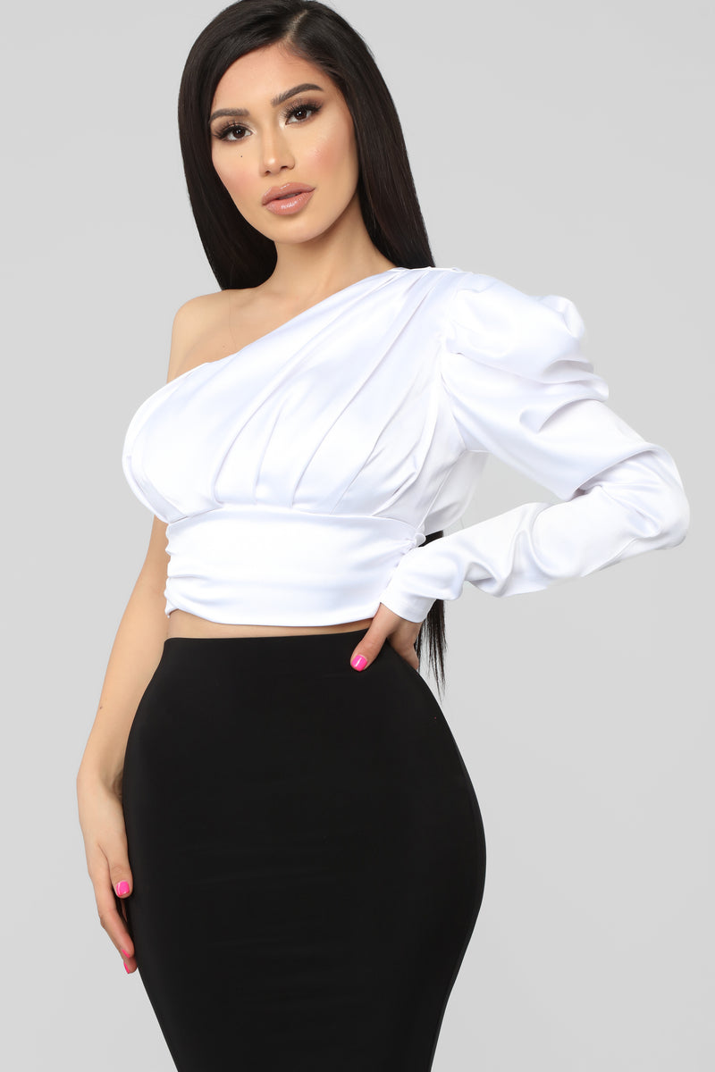 Sweet Romance One Shoulder Top - White | Fashion Nova, Shirts & Blouses ...