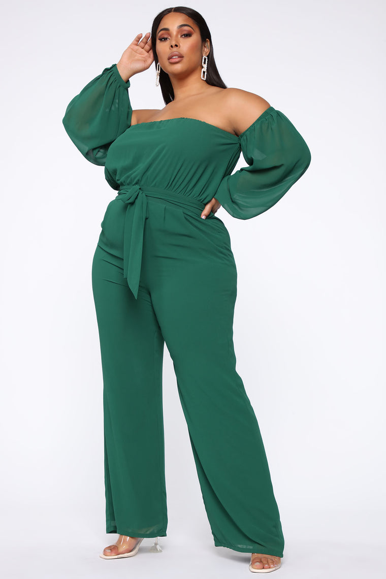 Lorena Off Shoulder Jumpsuit - Hunter Green, Jumpsuits | Fashion Nova