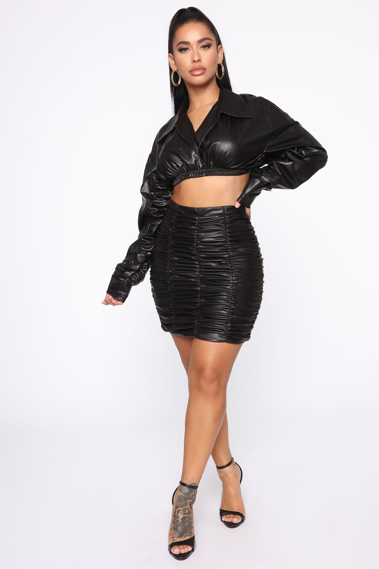 Don't Ruche Me Skirt Set - Black - Matching Sets - Fashion Nova