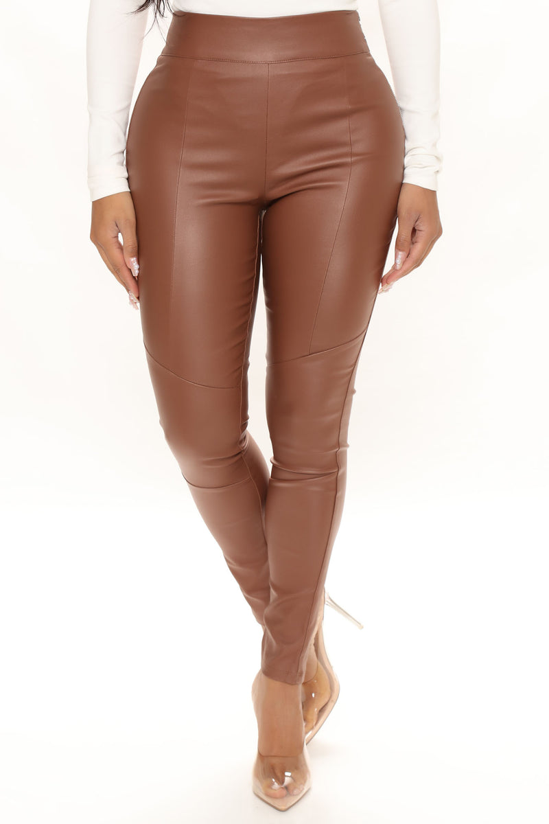 My Favorite Faux Leather Pants Cognac Fashion Nova Pants Fashion Nova