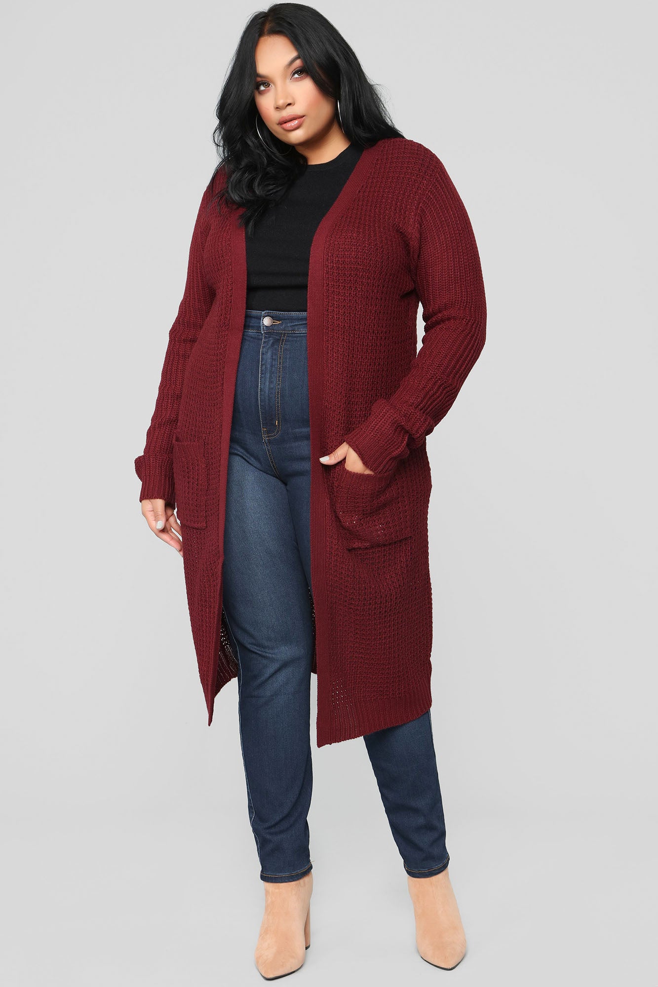 Abella Duster Sweater - Burgundy – Fashion Nova