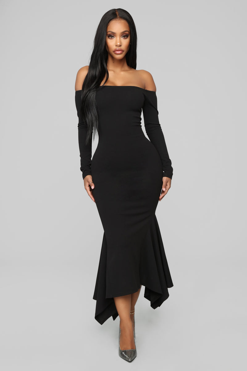 off the shoulder dress formal midi