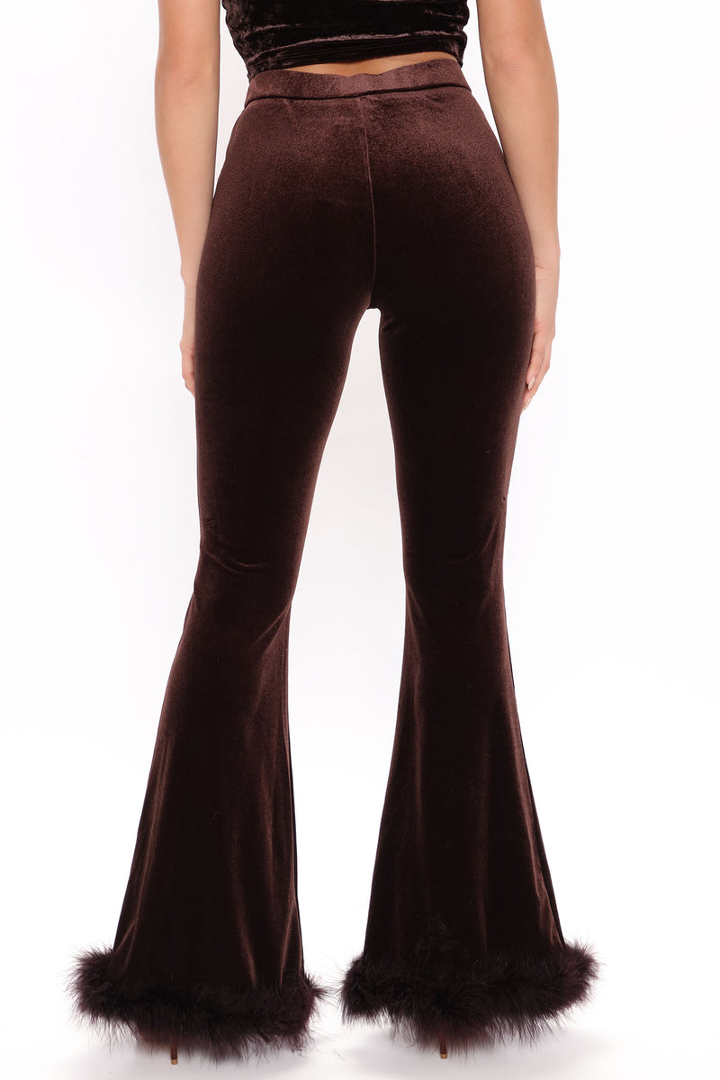 Velvet Melodies Feather Flare Pant - Dark Brown | Fashion Nova, Pants ...