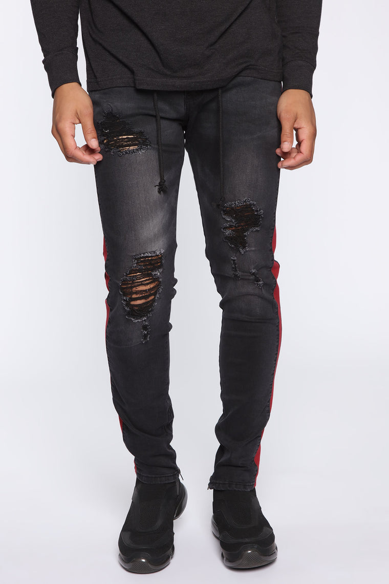 jeans with red stripe mens